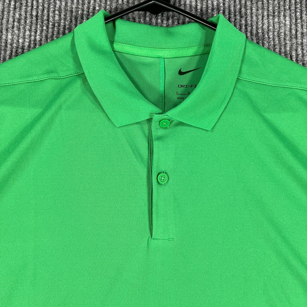 Nike Mens Shirt Polo Large Solid Green Short Sleeve Golf Casual Lightweight